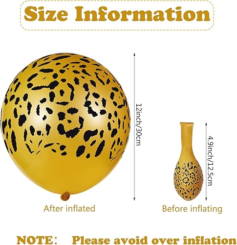 Miniatura 2 de Gejoy 36 globos de guepardo, globos dorados con estampado de leopardo de 12 pulgadas, decoración de animales de la selva de leopardo para decoración