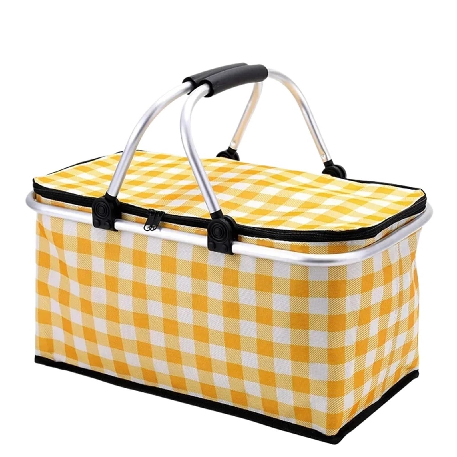 Picnic Basket Picnic Basket Collapsible,Folding Insulated Lunch Bag Beach Cooler Leak-Proof Portable Camping Ultra Large Capacity(Yellow)