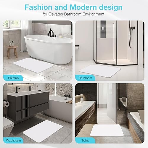 Miniatura 8 de Tapete de baño de piedra de diatomita, tapete de baño de tierra de diatomeas natural antideslizante de primera calidad, de secado rápido, para suelo