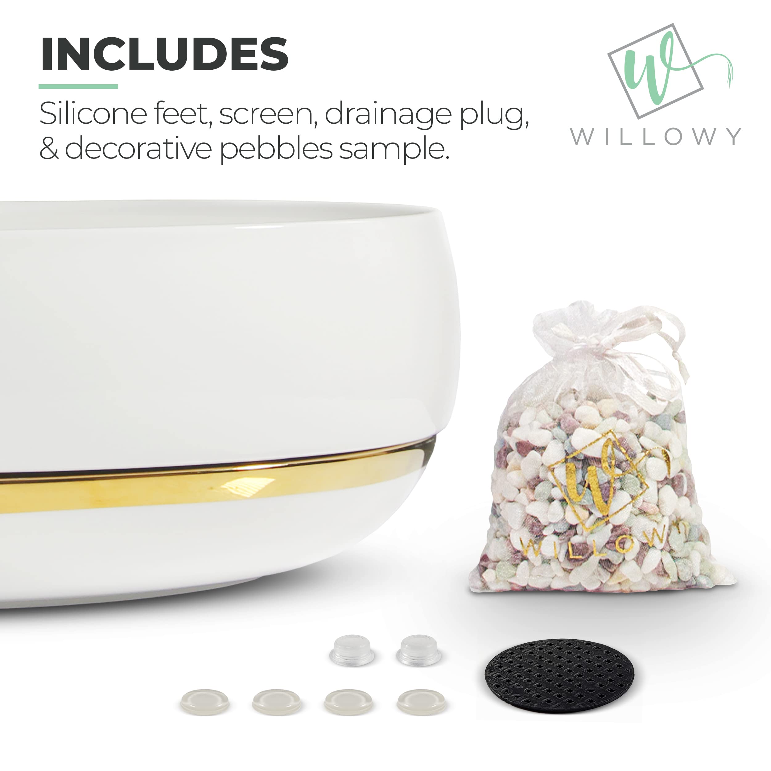 Large Succulent Planter with Drainage Tray - 10 Inch White Bowl with Metallic Gold - Modern Bonsai, Cactus, & Succulent Pot with Saucer