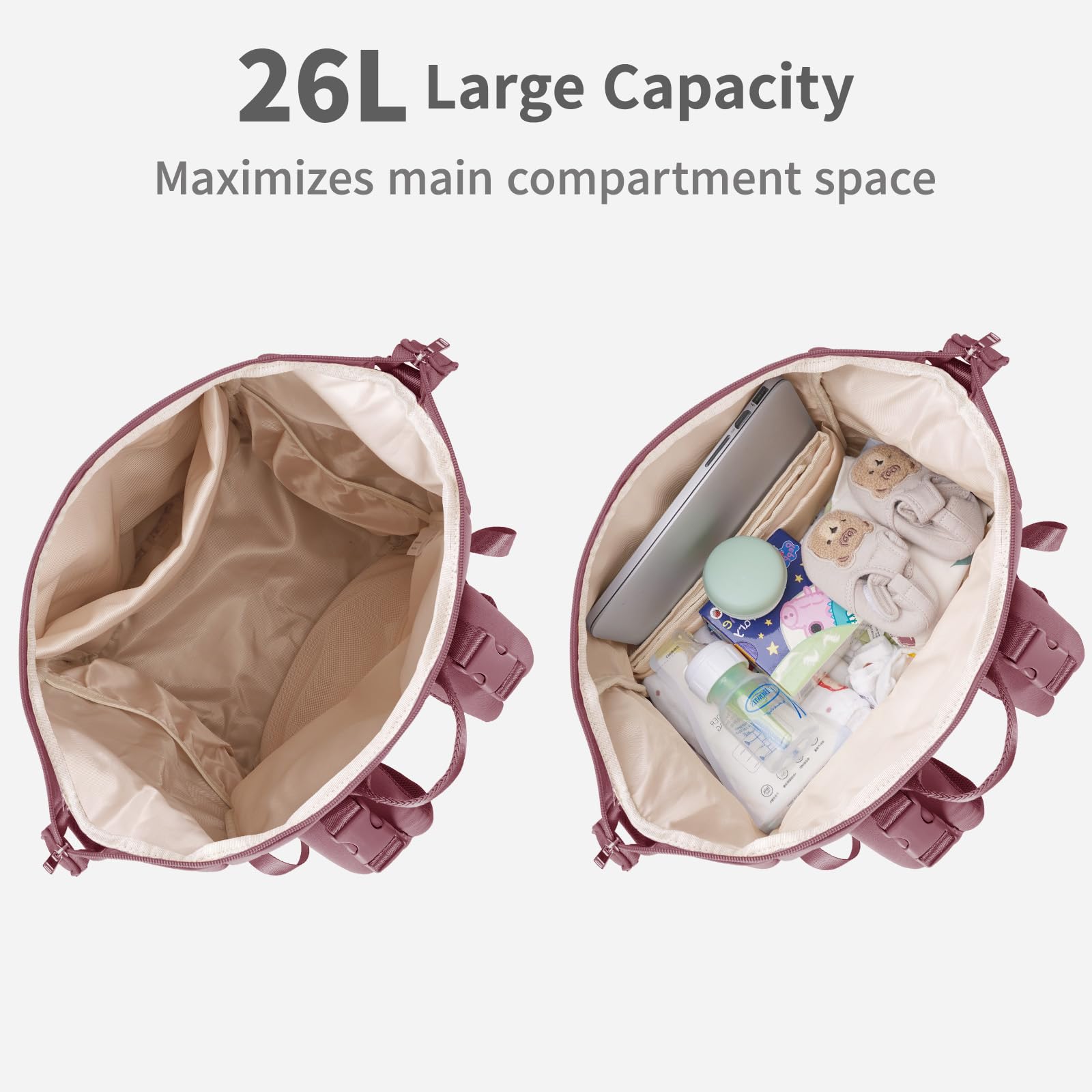 CEI-CEI Sac à Dos à Langer Bébé en Néoprène Résistant à l’Eau, Grande Capacité à Large Ouverture, Poches Isothermes, Matelas à Langer Inclus, Sac de Voyage pour Parents