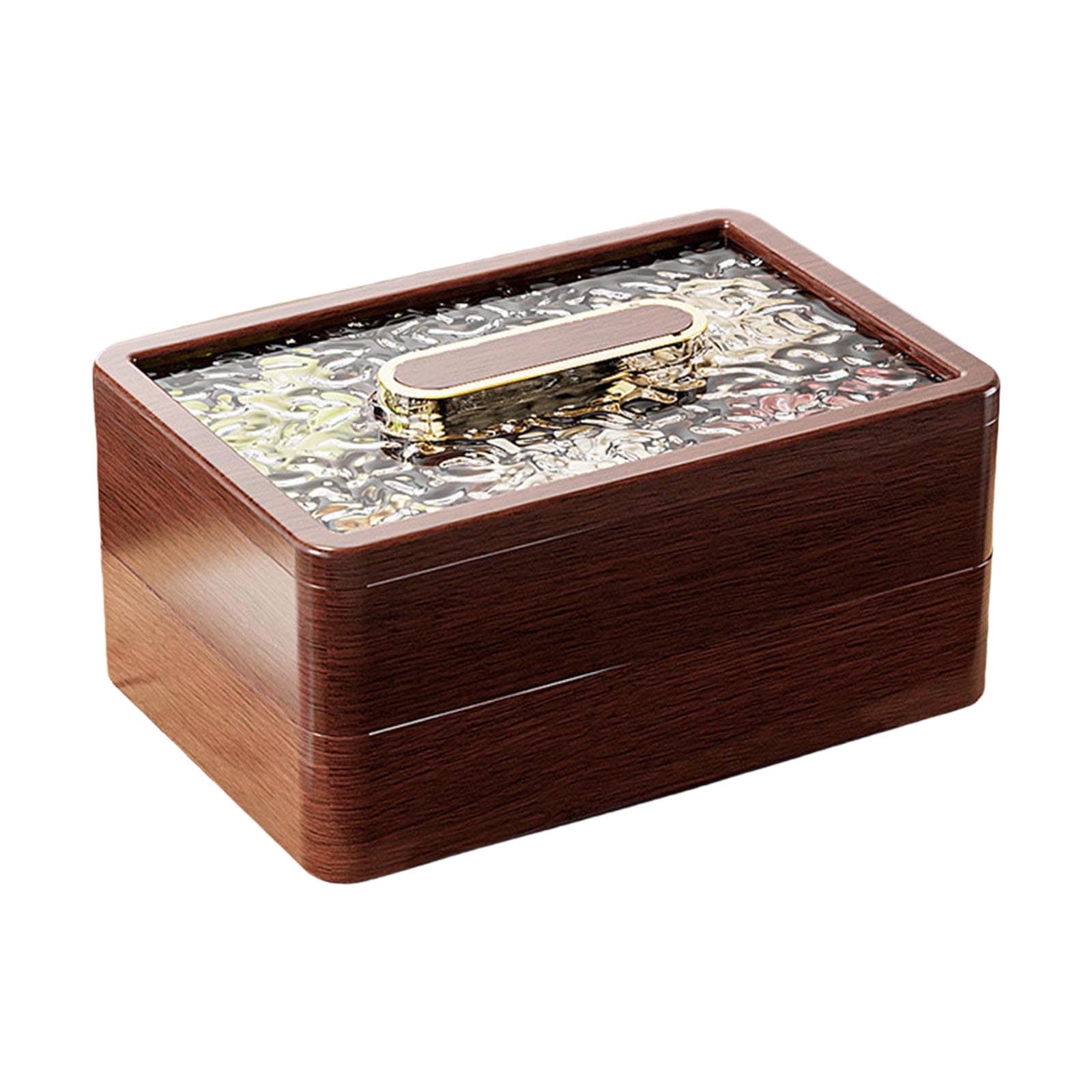 Plateau de rangement spacieux haut de gamme avec finition texturée en bois véritable