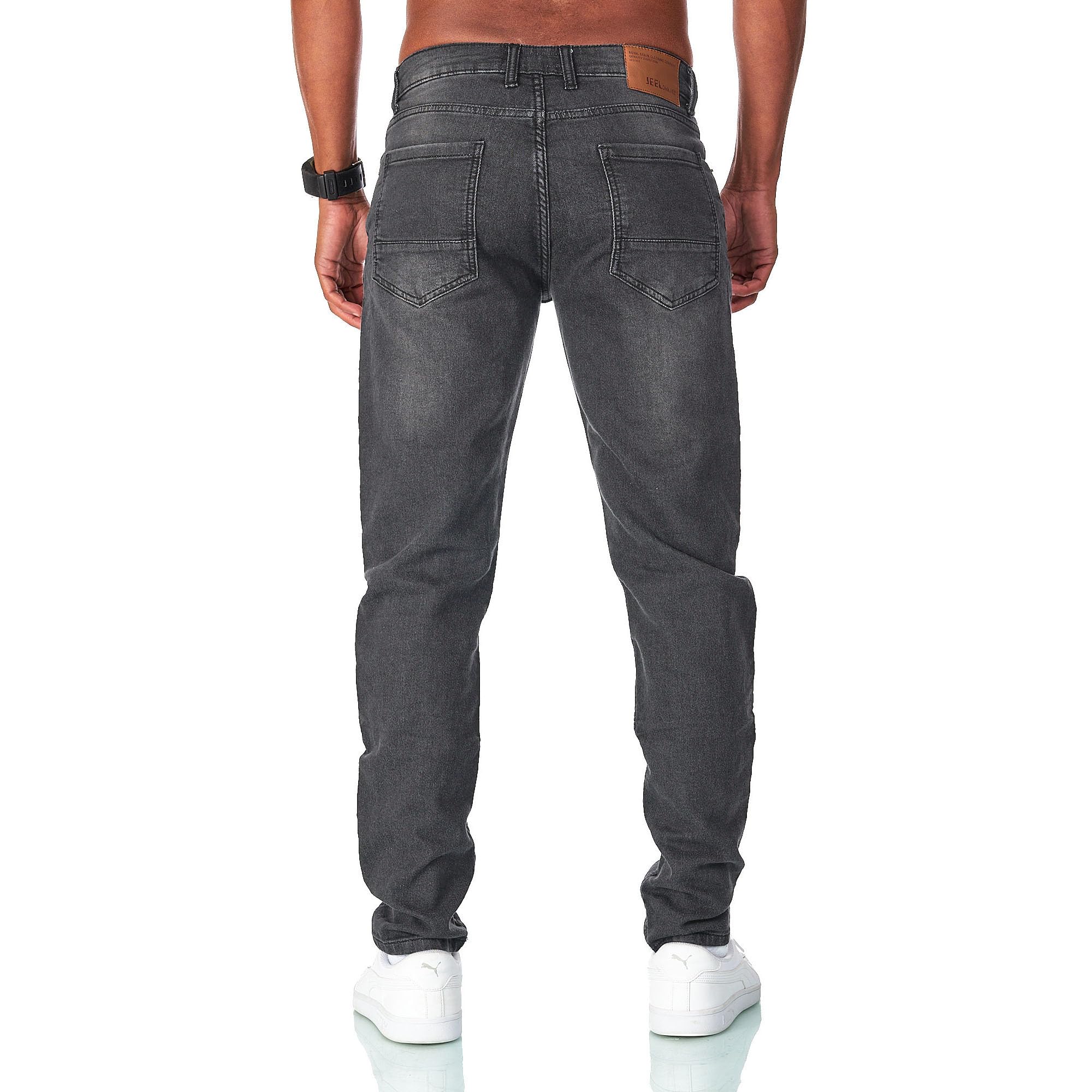 JEEL Herren Sweat-Jeans - Regular-Fit Straight-Cut - Stretch Washed Denim-Look - Jeans-Hose