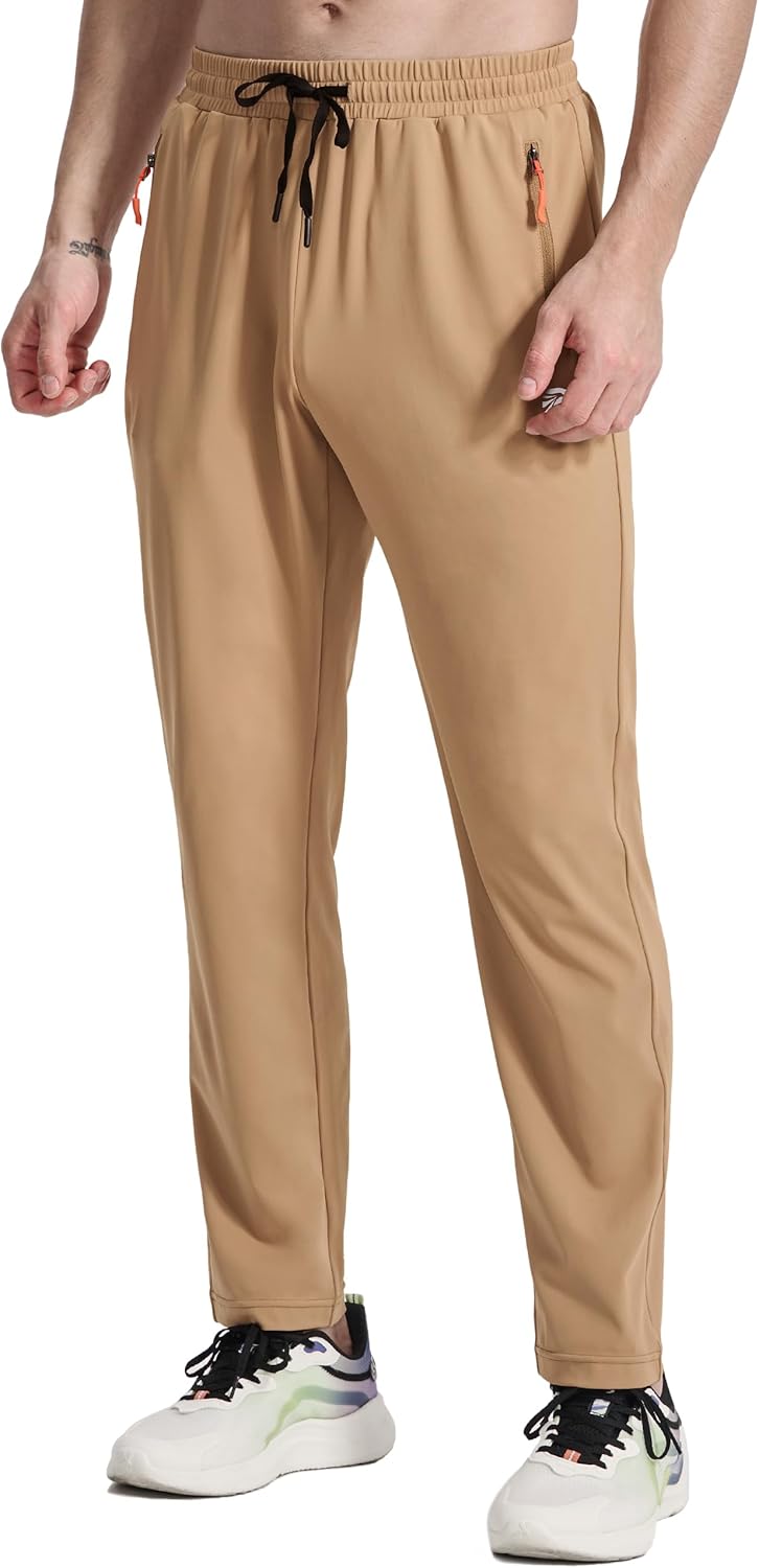 Men's Joggers Pants with Zipper Pockets Athletic Running Stretch Sweatpants for Men Workout Gym Track Golf