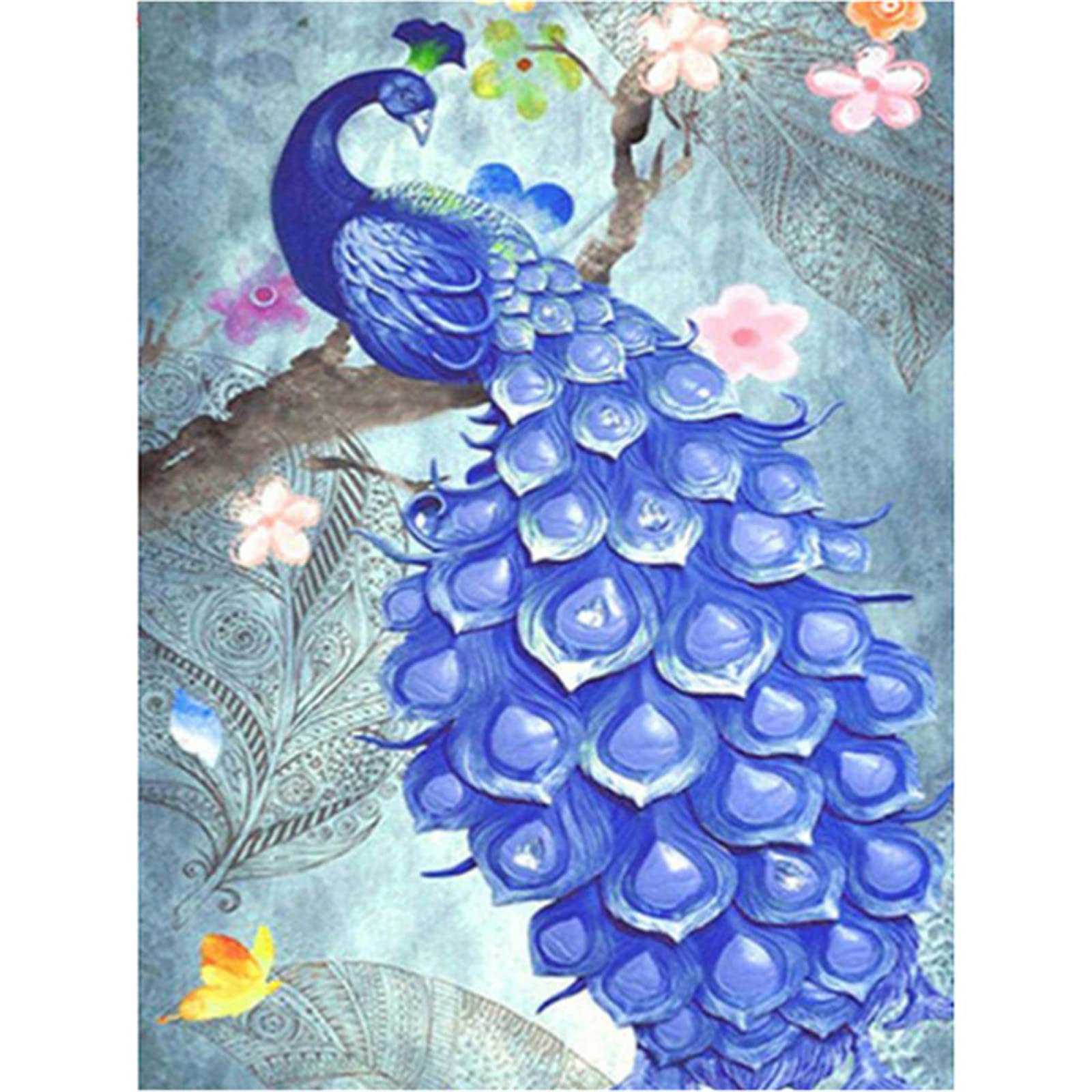 5D Diamond Painting Kit Completo,Bellissimo pavone Kit di Pittura Diamante Fai Da Te,Mosaico con Numeri Art Crystal Ricamo Arte Diamante Pittura per Bambini Adulti Decorazione Parete di Casa 80x220cm