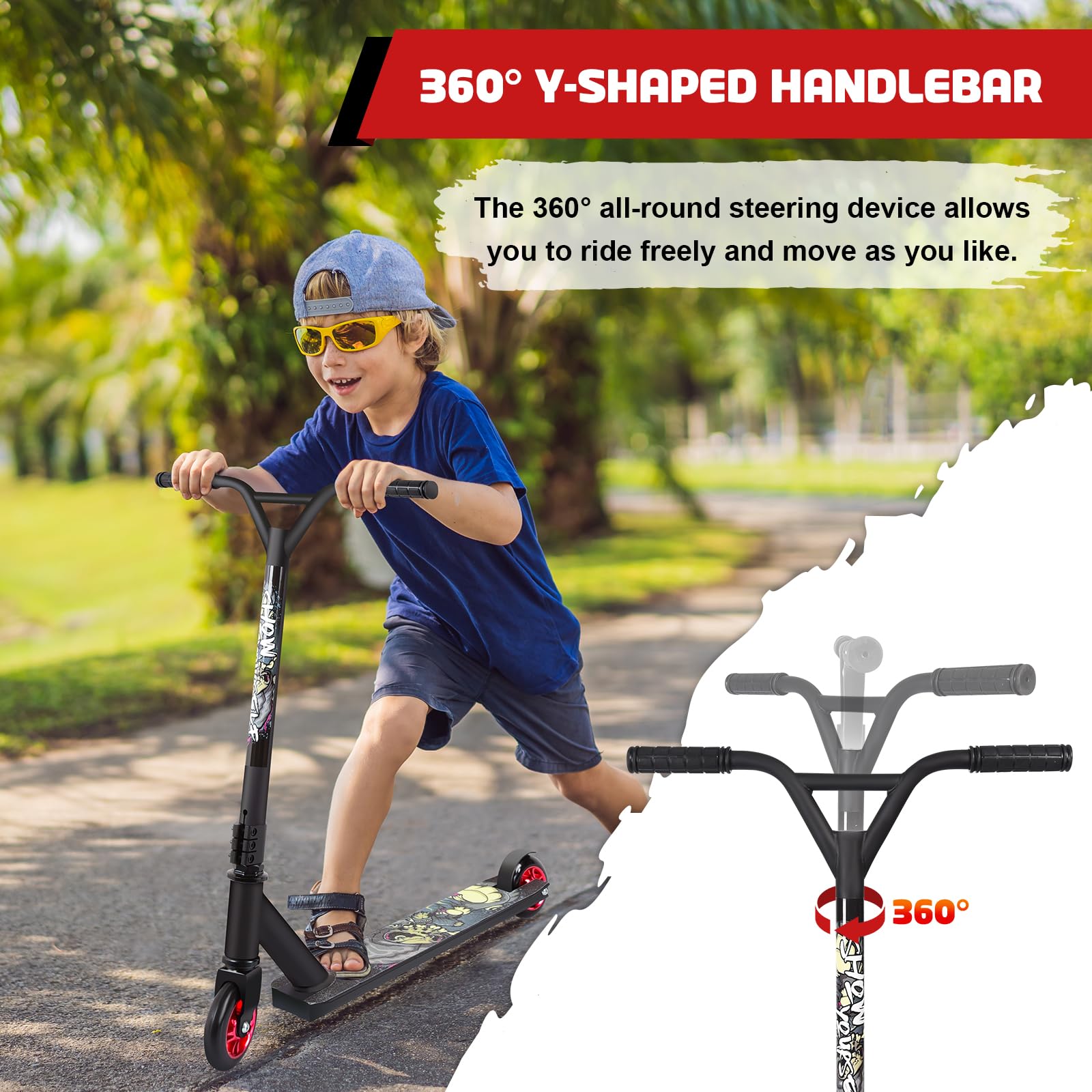 Aragallant Patinete Freestyle, Patinetes de Acrobacias, Patinete Scooter Freestyle, Stunt Scooter para Nios y Nias a Partir de 7 aos, Rodamientos ABEC-9, 360° Trucos y Saltos Carga 100kg