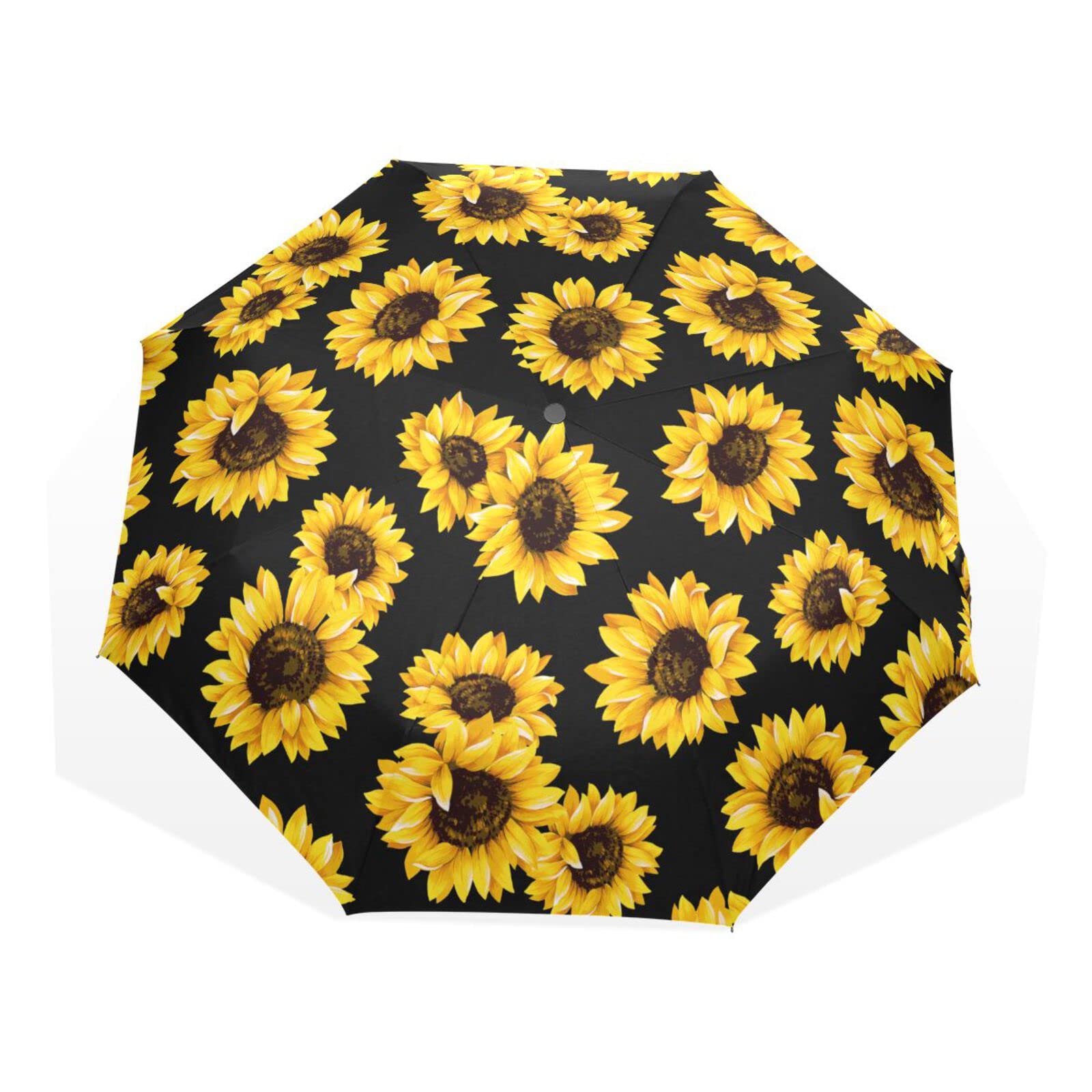 JHKKU Sunflower Manual Umbrella Lightweight Folding Rain Umbrellas for Women Men Student