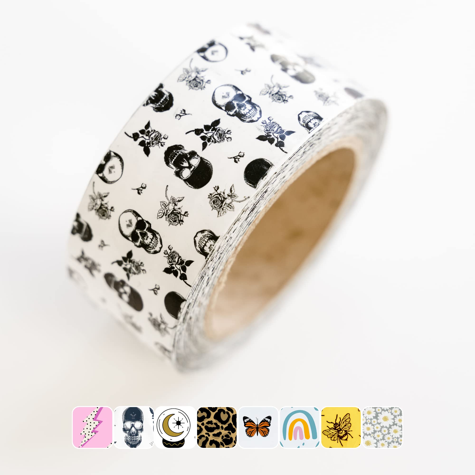 Package Mint Decorative Packing Tape - 2 Inch x 110 Yards (330 Ft) - Easy-to-Use Cute Shipping Tape for Small Businesses - Tear-Resistant Box Sealing Roll for Secure Packaging - Skull Rose