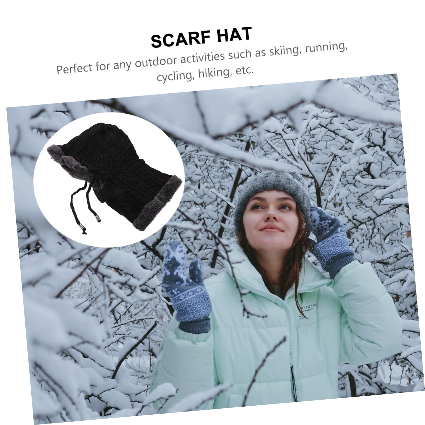 Gorro Calentador Negro Cuello para Invierno de Felpa | Uso Exterior y Esquí, Diseño Simple y Portátil, Elasticidad Ligera, Fácil de Lavar y Secar