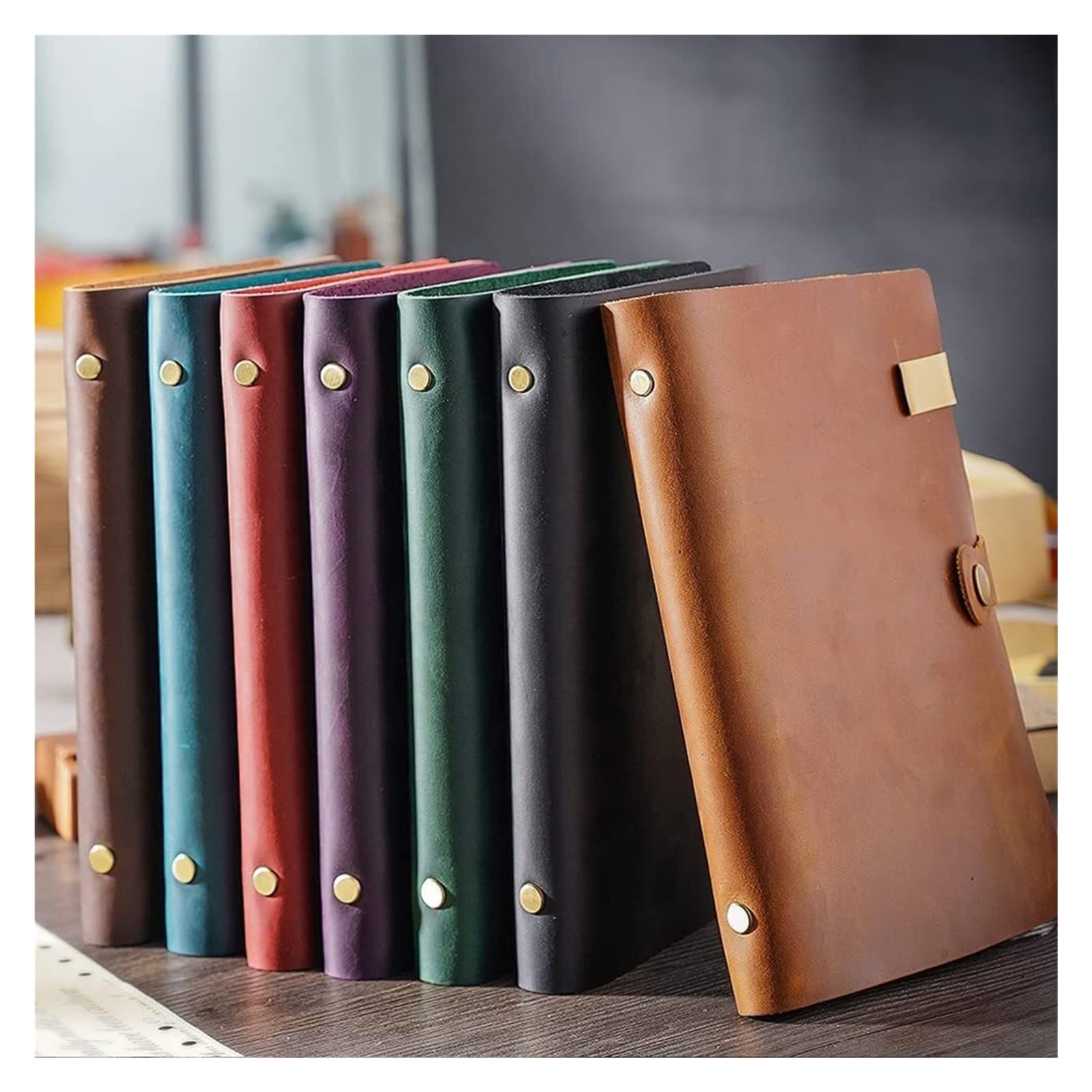 Cuaderno Libreta Escuela Cuaderno Espiral De Cuero A5 192 Páginas Cubierta De Bloqueo Diario De Oficina Viaje DIY Cuaderno De Bocetos Hecho A Mano Regalo De Estilo Simple Cuaderno Empresarial(F-Purple