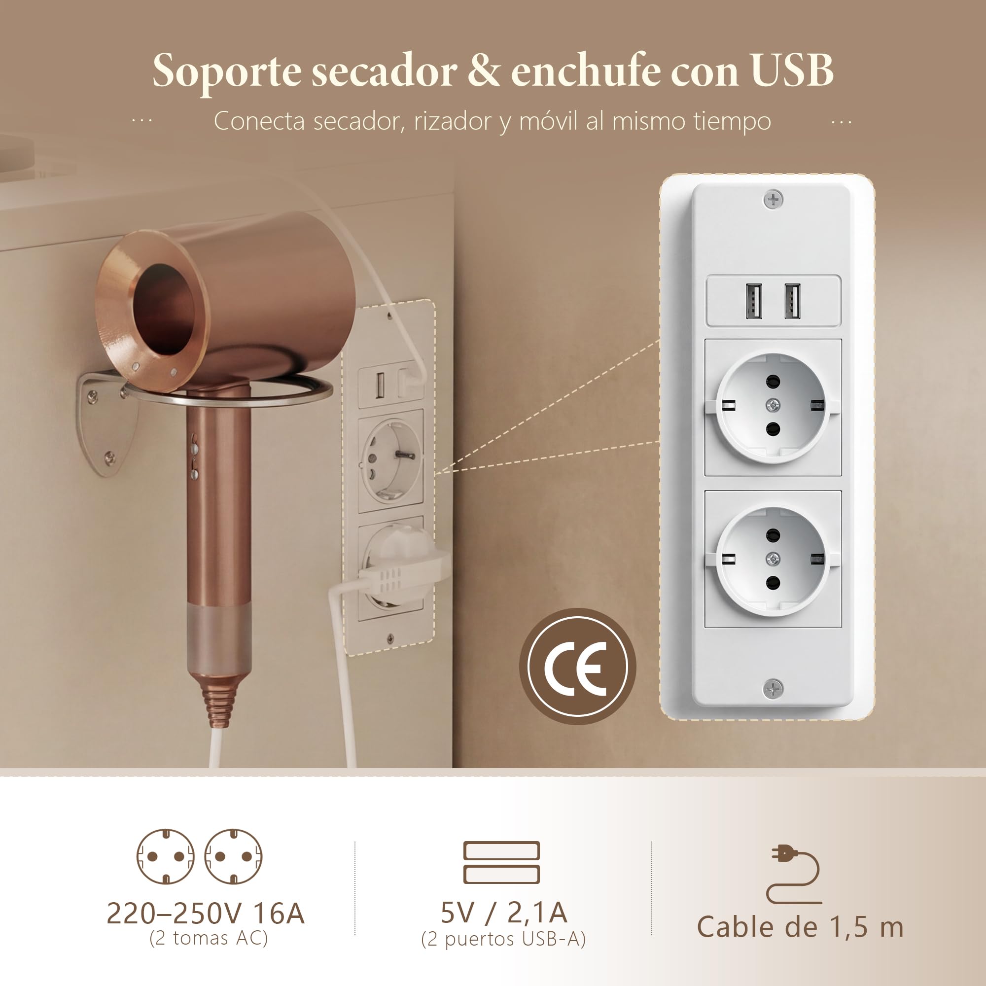Heybly Tocador de Maquillaje con Espejo LED y Luz, Tocador Grande con Cajones y Cristal, Luces RGB, Enchufes y Puertos USB, Tocador Moderno Blanco para Dormitorio BDT001WT