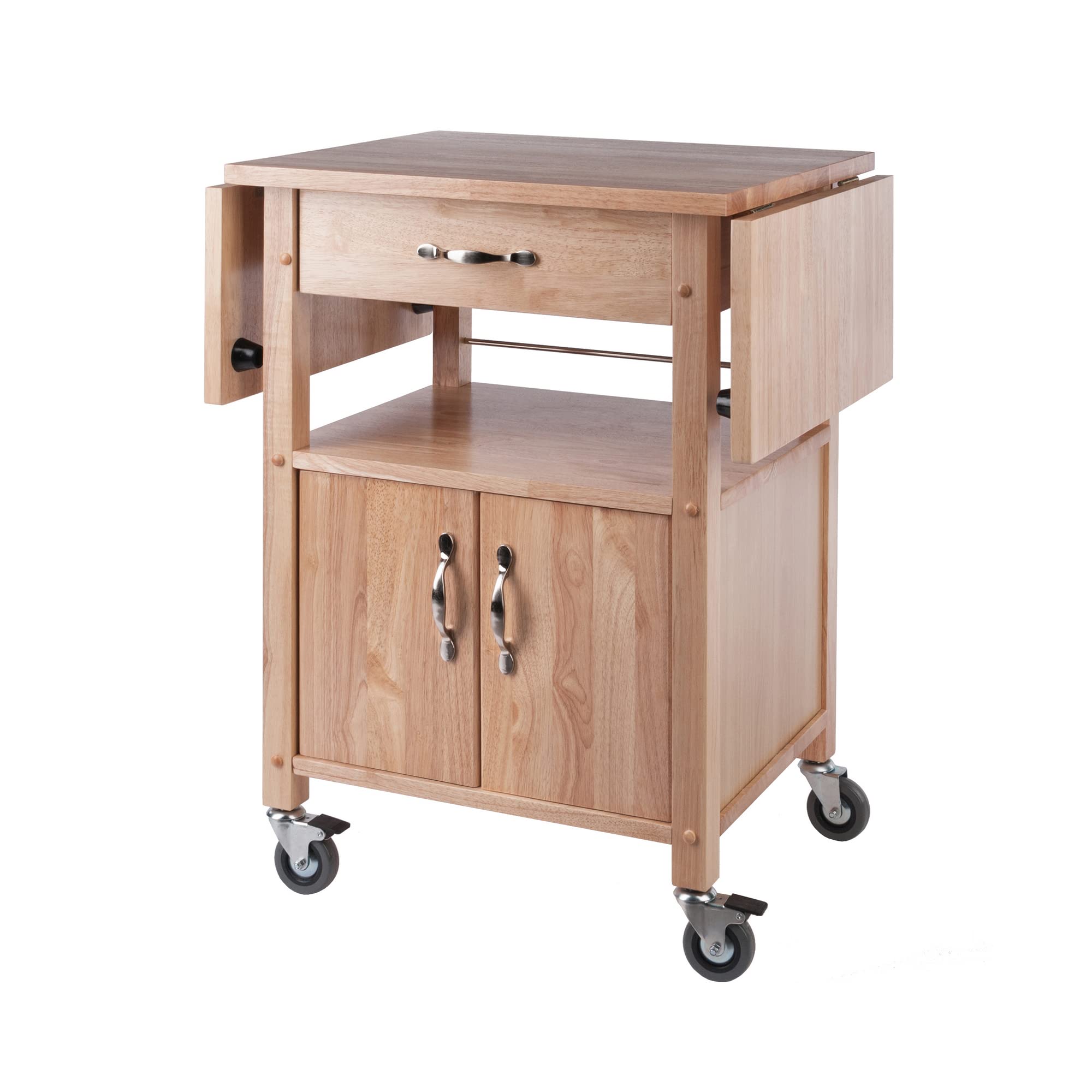 Wood/Veneer Mobile Kitchen Cart with Lockable Wheels, Beech (84920)
