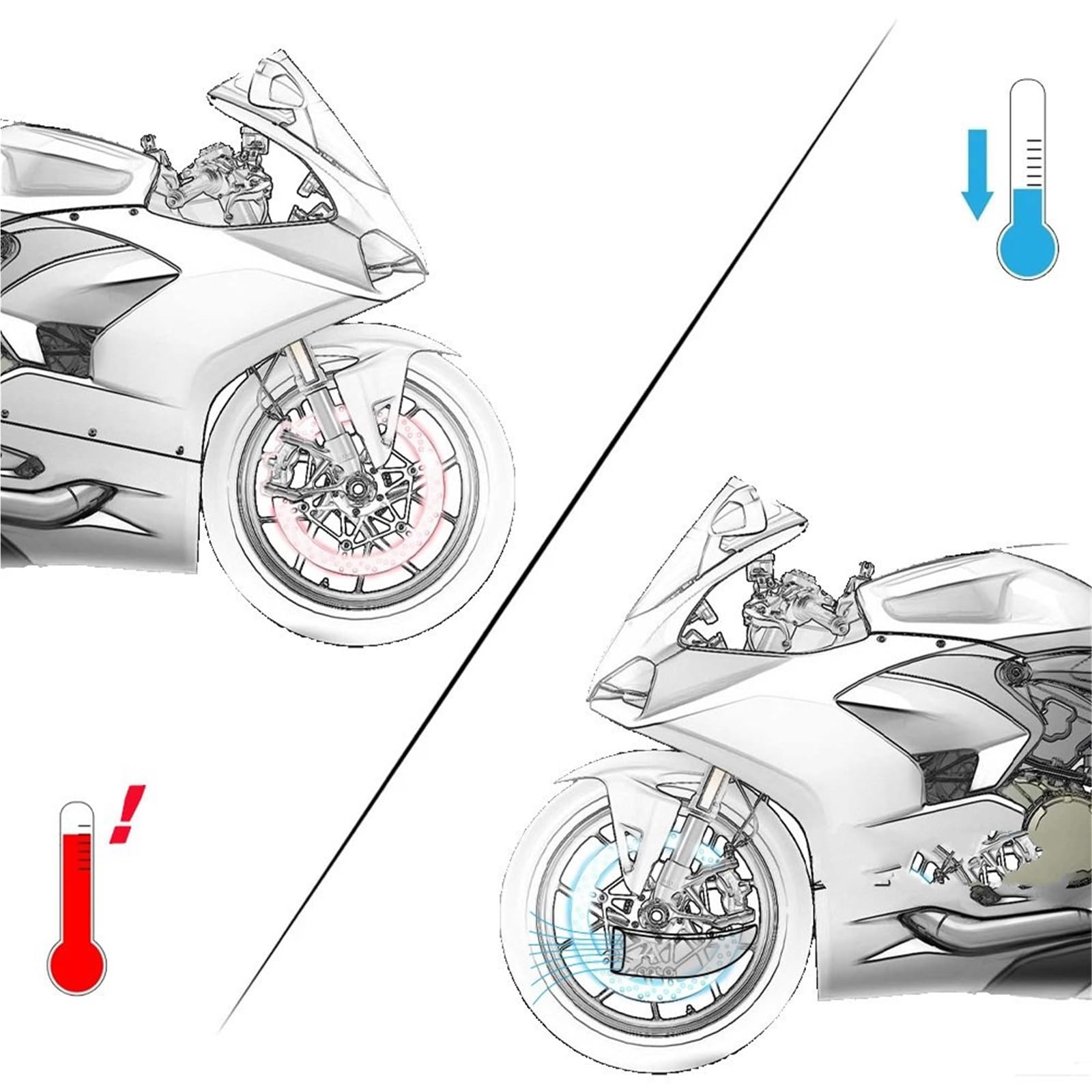 Conducto de aire Ajuste para DUCATI 848 EVO guías de pinza de disco de freno conductos de refrigeración de entrada de aire rejillas de ventilación de freno Enfriador de pinza de freno(Matte Twill B)