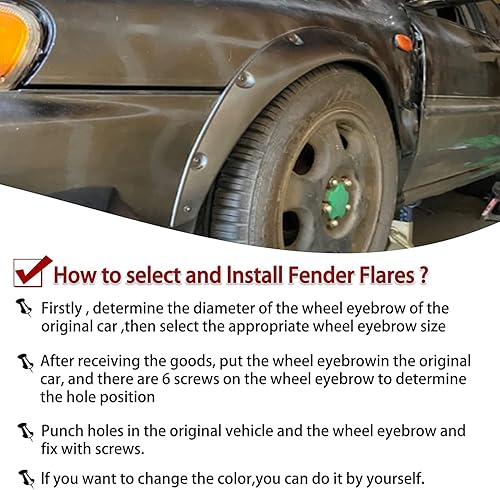 Miniatura 7 de BLACKHORSE-RACING Juego de 4 guardabarros universales de 2.25 pulgadas y 2.5 pulgadas, 4 unidades de 30.709 in + 33.071 in