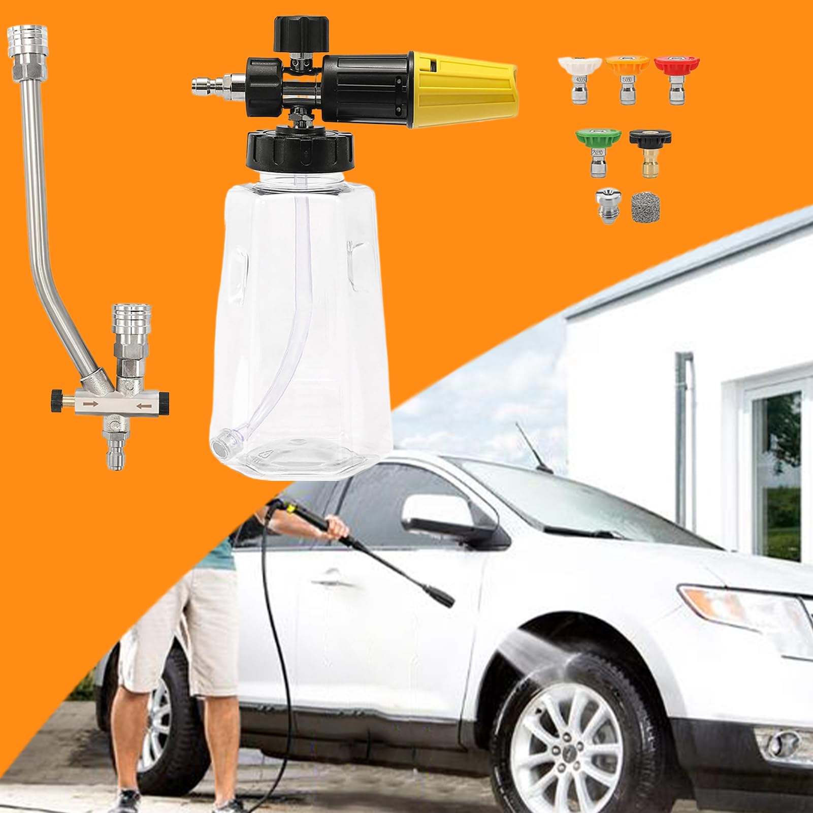 Cañón Espuma para Lavado Coches Productos con 1000 Mililitros Práctico | Cañón De Espuma Y Jabón Para Hidrolimpiadora Para Jardín, Terraza, Casa, , Patio, Granja