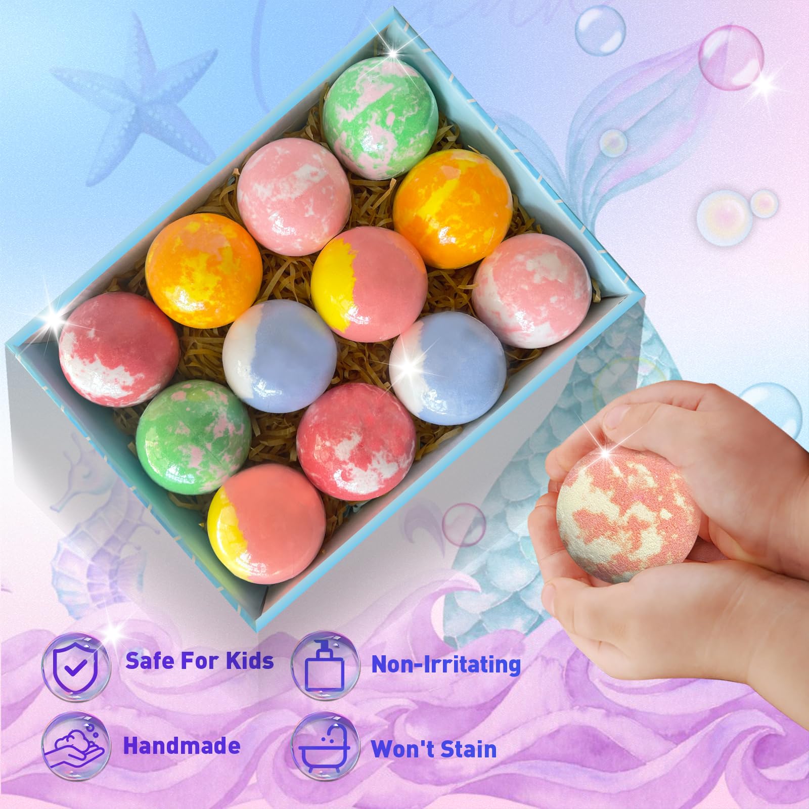 Kids Bath Bombs with Surprise Toys, 12-Pack Shea & Cocoa Butter Set