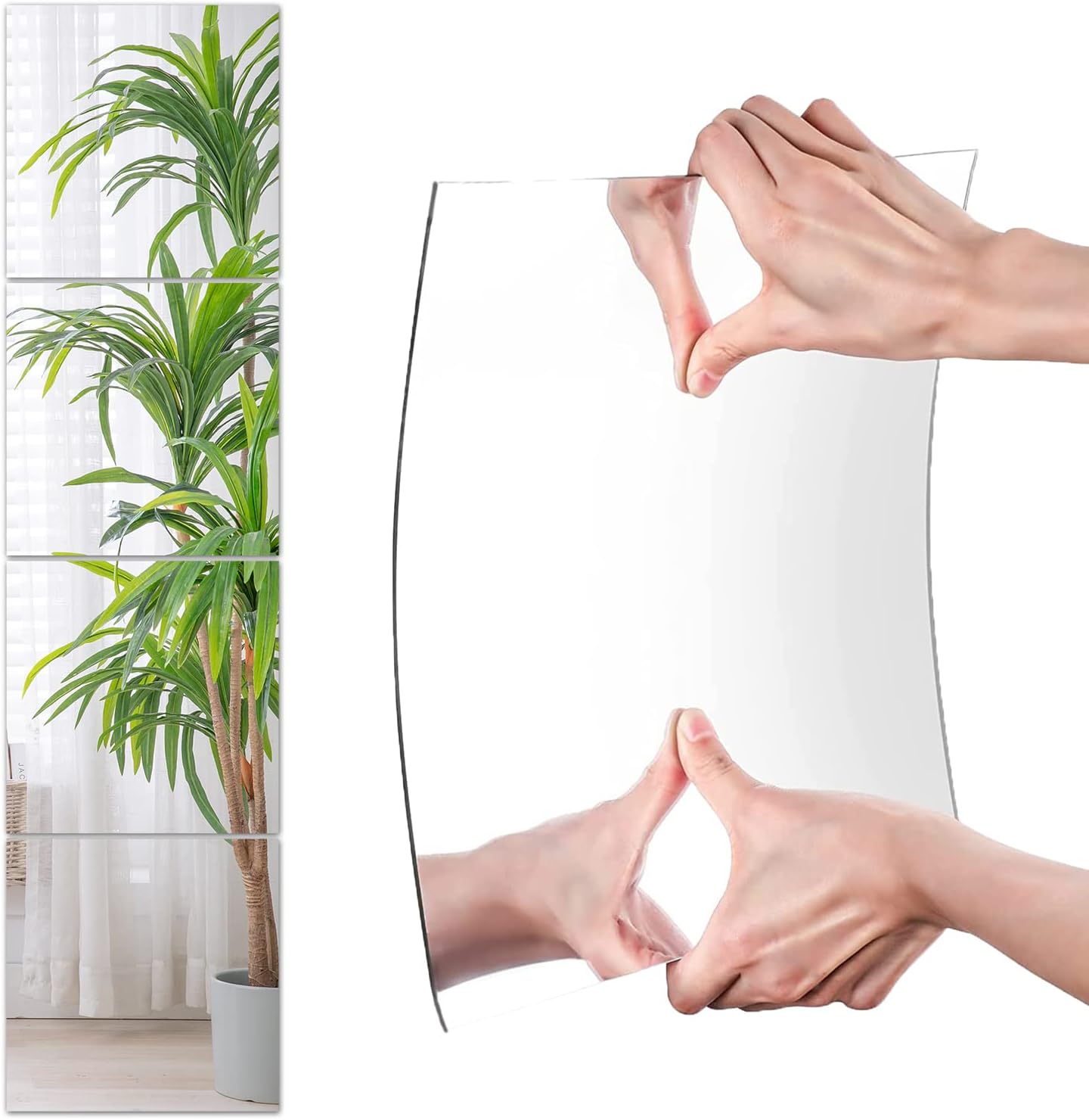 Body Mirror Tiles, Acrylic Mirrors for Wall, 4 PCS Wall Mirror Full