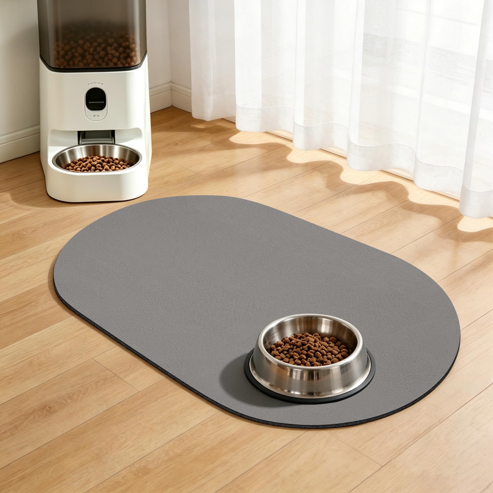 SARTNP Cat & Dog Food Mat, Absorbent Dog Mat for Food and Water, Quick Dry Dog Bowl Mat, No Stains Pet Feeding Mats, Easy to Clean Pet Placemats, Accessories Pet Supplies (Light Grey, 44 x 71 cm)