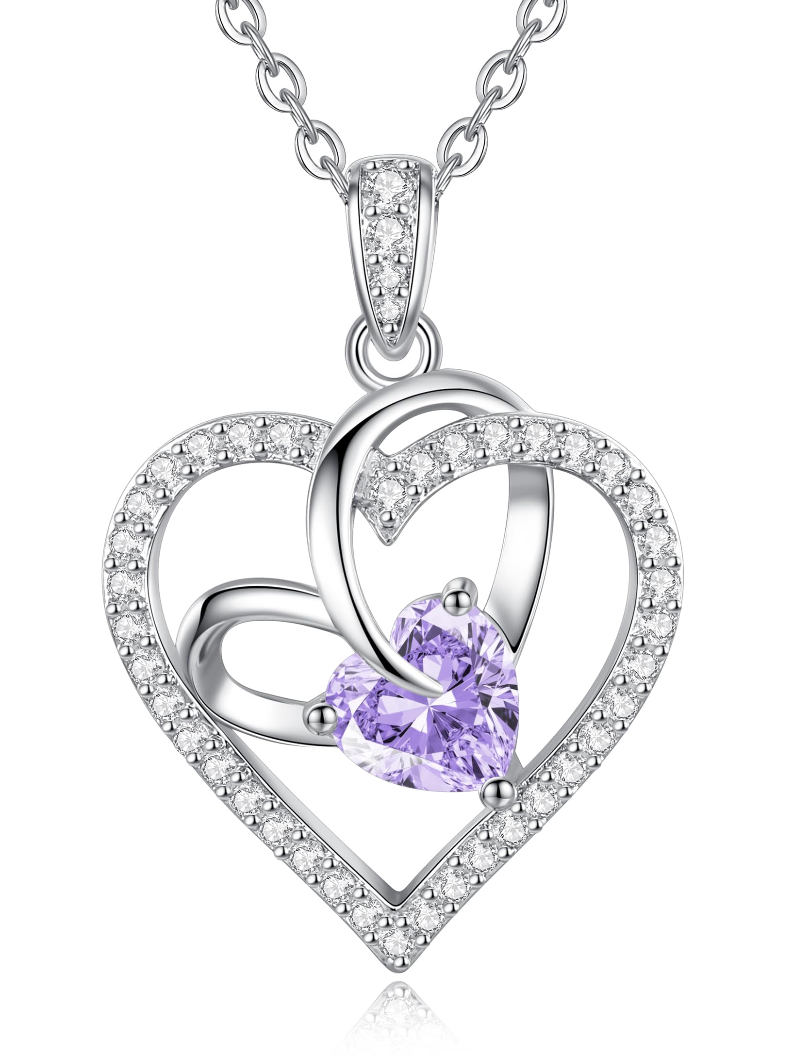 CDE Kette Damen Ewigkeitsherz Herzkette Rosegold Rhodinierung Halskette für Frauen Geburtsstein Herzanhänger Schmuck Geschenke für FrauenSie zum Muttertag Geburtstag Valentinstag Weihnachtsgeschenke
