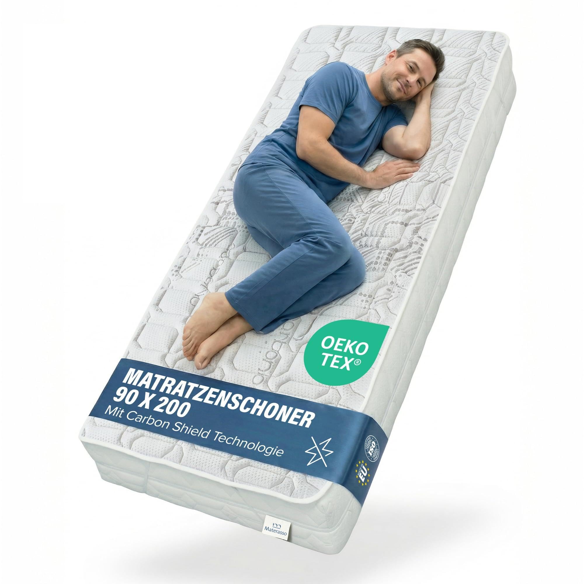 Matratzenschoner 90 x 200 cm Carbon | Matratzenauflage Antistatisch & Atmungsaktiv | Matratzenschutz Waschbar bei 60°C für Allergiker | Antibakterielle Bettauflage Spannauflage Carbonfaser