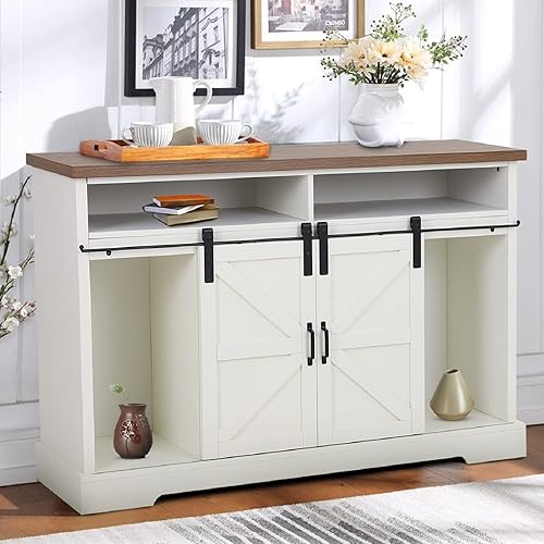 Miniatura 10 de Sophia & William Gabinete de barra de café para cocina, armario de almacenamiento de buffet con puerta corrediza de granero, 31.9 pulgadas de