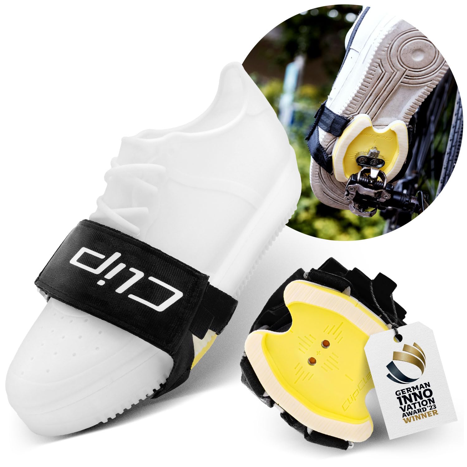 ClipClap Adattatore Clix EXPLORE nero | alternativa per scarpe a scatto per Gravel, MTB, trekking, accessori per bicicletta | compatibile con Shimano SPD Cleats | per pedali a scatto e pedali SPD |