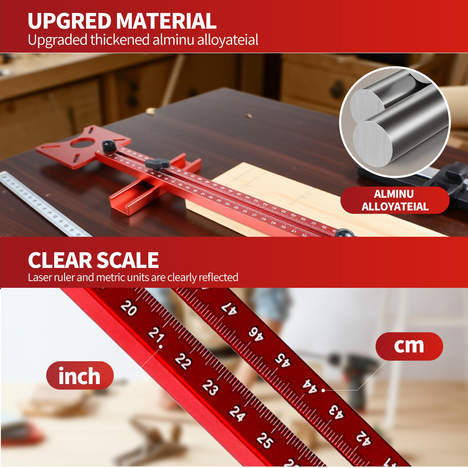 Upgraded Router Milling Groove Bracket,Adjustable Cabinet Template Tool,Cabinet Hardware Jig, Router Jigs for Woodworking - Image 4