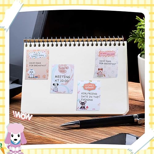 Miniatura 7 de Paquete de 12 blocs de notas inspiradoras para perros de 4 x 3 pulgadas, divertidos escritorios autoadhesivos para perros, para estudiantes,