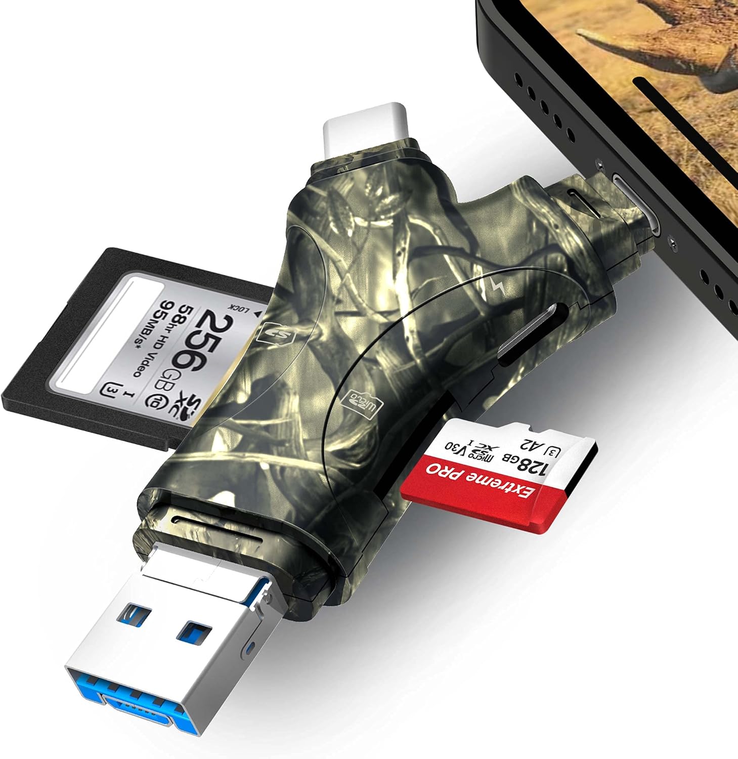 Trail Camera Viewer SD Card Reader for iPhone/iPad,4 IN 1