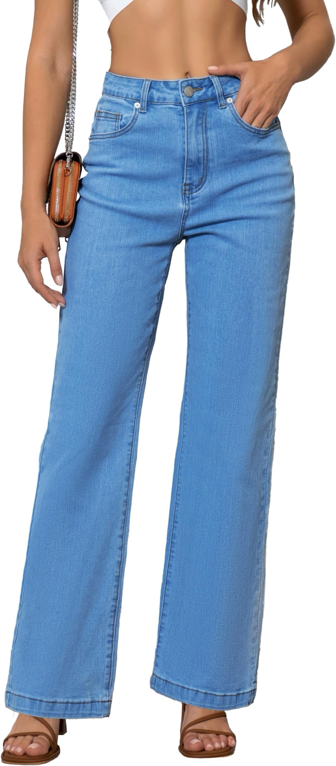 ETTELOWomens Jeans High Waisted Straight Leg Loose Stretchy Lightweight Tummy Control Trendy Jeans for Women 2025