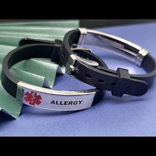 Miniatura 3 de LuxglitterLin - Pulsera deportiva de silicona de emergencia ajustable de 19 a 8.3in