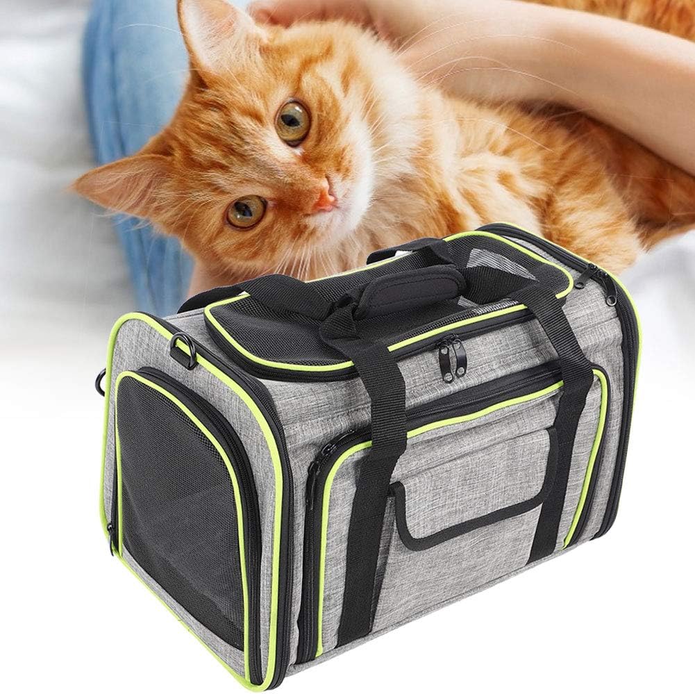 Pet Travel Bag Rope Inside Safe to Use Outdoors and on The Road Pets Carrier with Top of The Mesh and The Expandable Area Good Ventilation for Oxford Cloth for Dog Cat