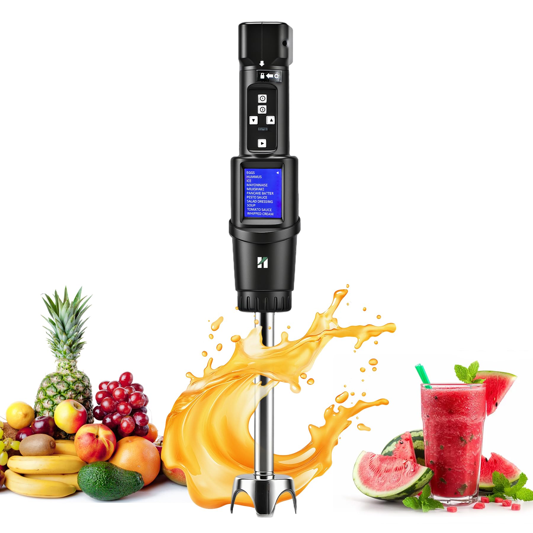 Huanyu Batidora de mano inalámbrica inteligente con 11 programas Batidora de mano de 300 W con motor sin escobillas Velocidad variable de 1000-12000 rpm