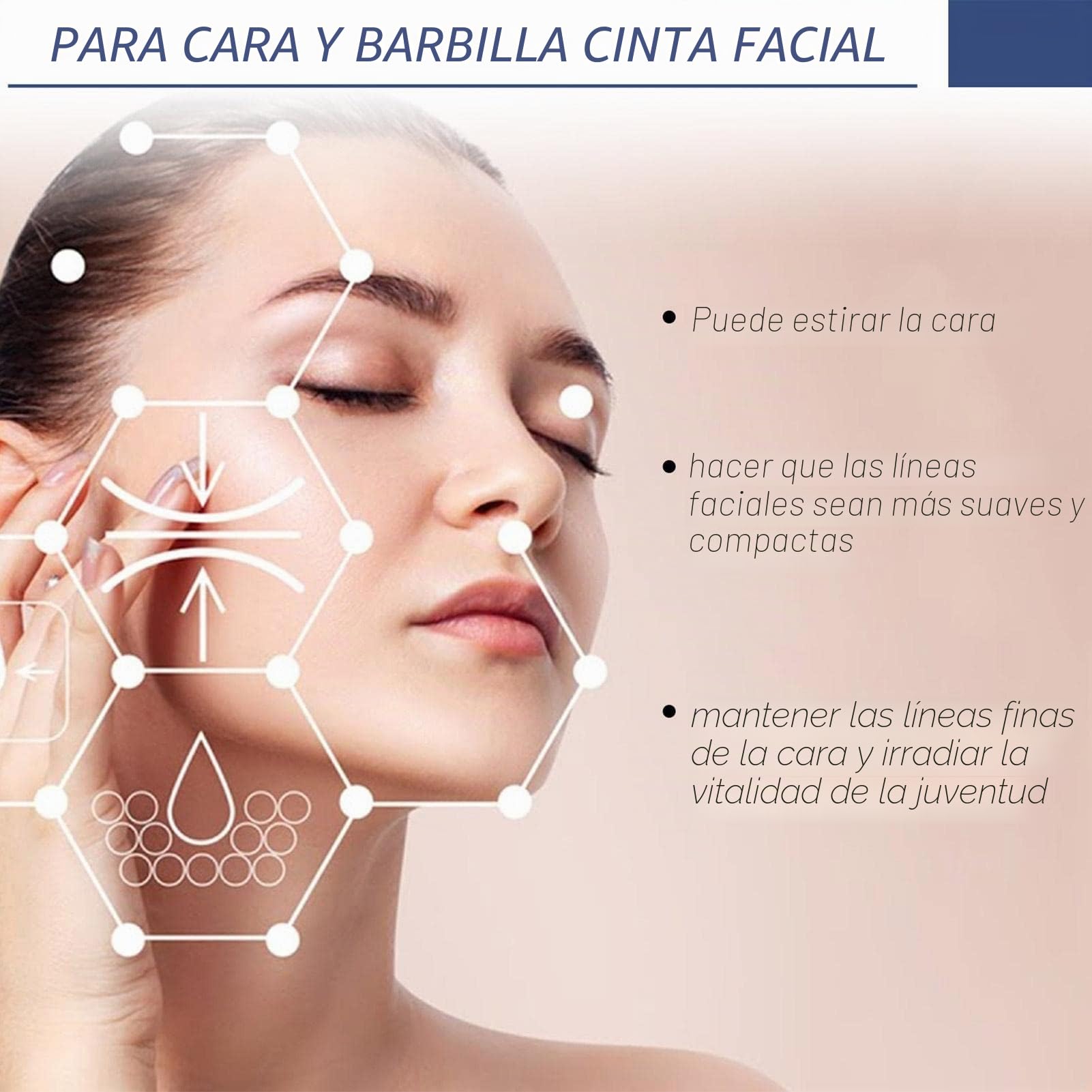 estiramiento facial invisible | Cinta facial antiarrugas | 60 unidades arrugas, cuello, mentón doble, mejillas, parches secretos maquillaje Lingjiong