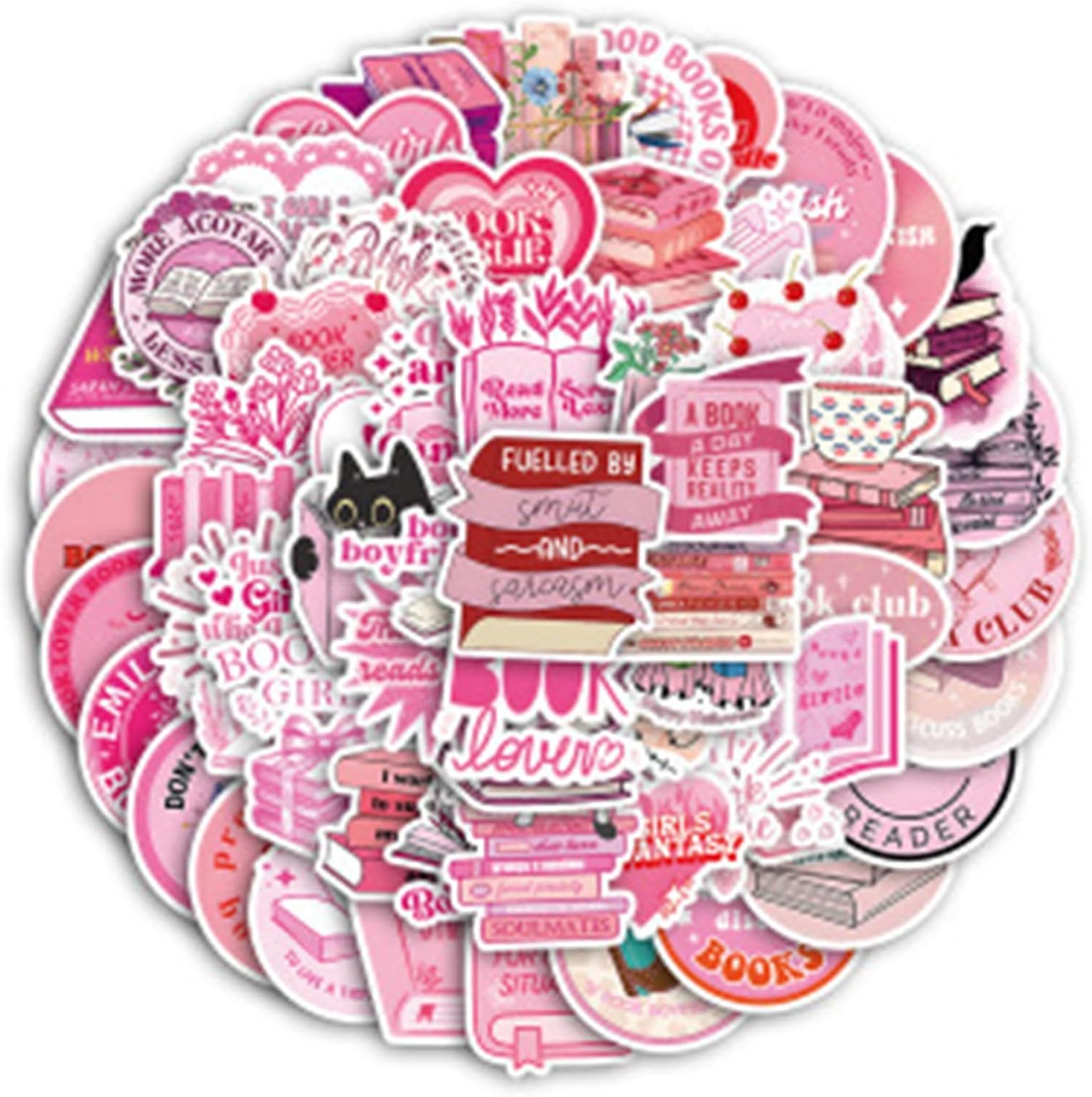 50Pcs Dark Romance Book Stickers for Kindle, Romance Bookish Sticker Pack for Readers Adult Spicy Booktok Vinyl Decals for Laptop Ebook Reader Water Bottle Girls (Black)