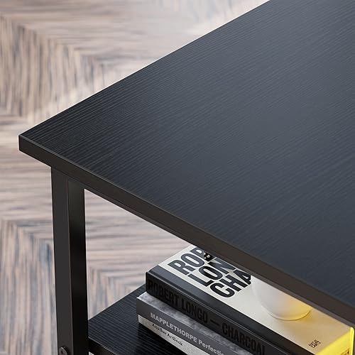 Miniatura 45 de CubiCubi Escritorio en forma de L de 59 pulgadas con puertos de carga USB y luces LED, escritorio de esquina para computadora con cajón y estante de