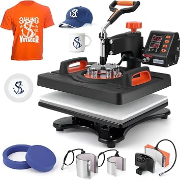 6 in 1 Heat Press Machine, 12" x 15" Professional Sublimation Machine, Heat Press Machine for T-Shirts, 360 Swing Away, 0-410F, 3 Preset Modes Heat Transfer Machine
