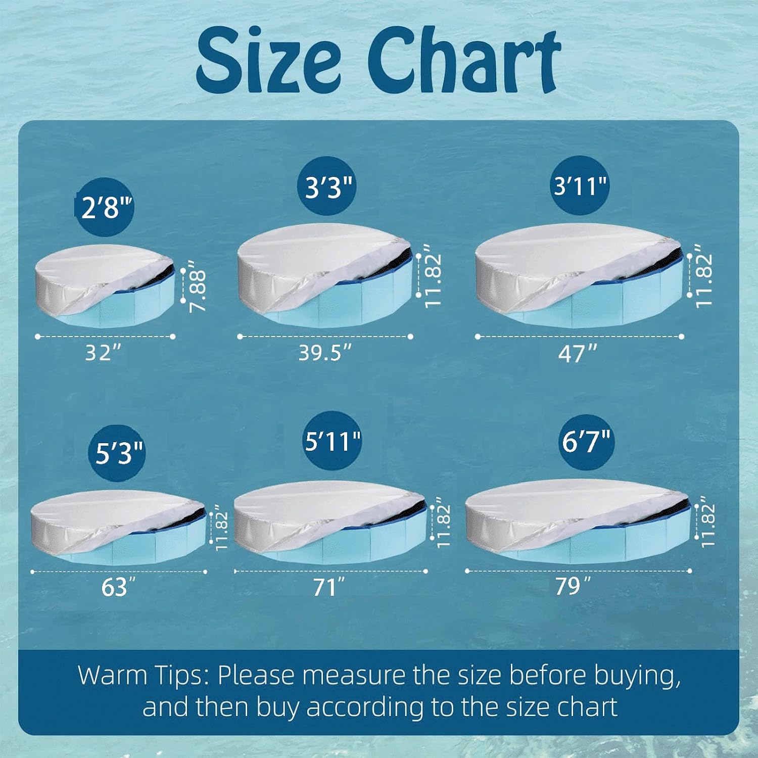 Round Dog Pool Cover, Waterproof Drawstring Bag for Kiddie - Silver, 71in image 2