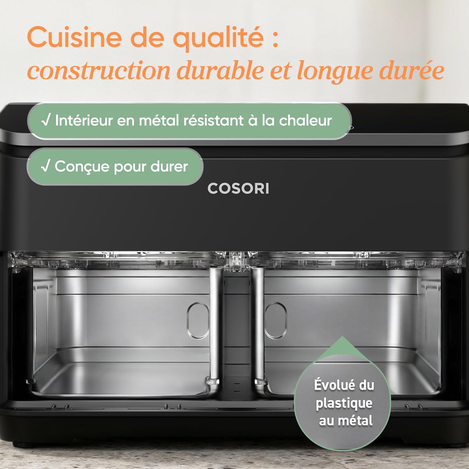 Cosori Air Fryer R901 8,5L 85% de graisse en moins | 8-en-1, 71% d'énergie en moins, 55% plus rapide, pour jusqu'à 8 personnes, va au Lave-vaisselle, Noir
