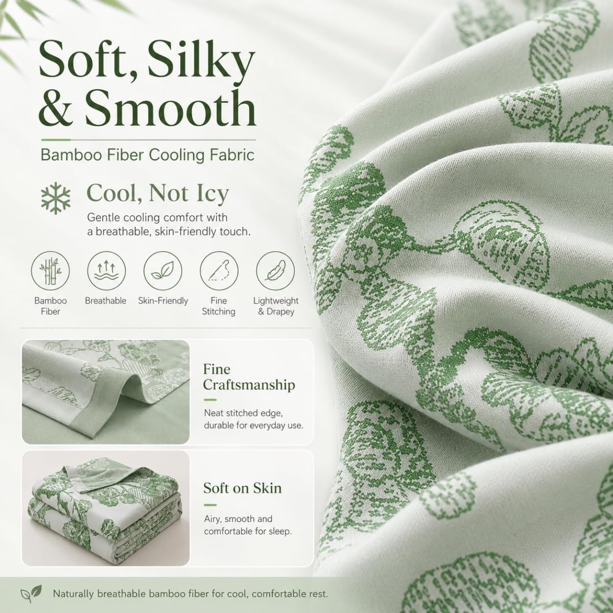 Surwin Coperta Rinfrescante Estivo per Chi Dorme Caldo, Coperta Refrigerante in Fibra di Bambù Jacquard con Motivo Floreale, Leggera e Traspirante per Singolo Matrimoniale Letto (Viola,200x230cm)