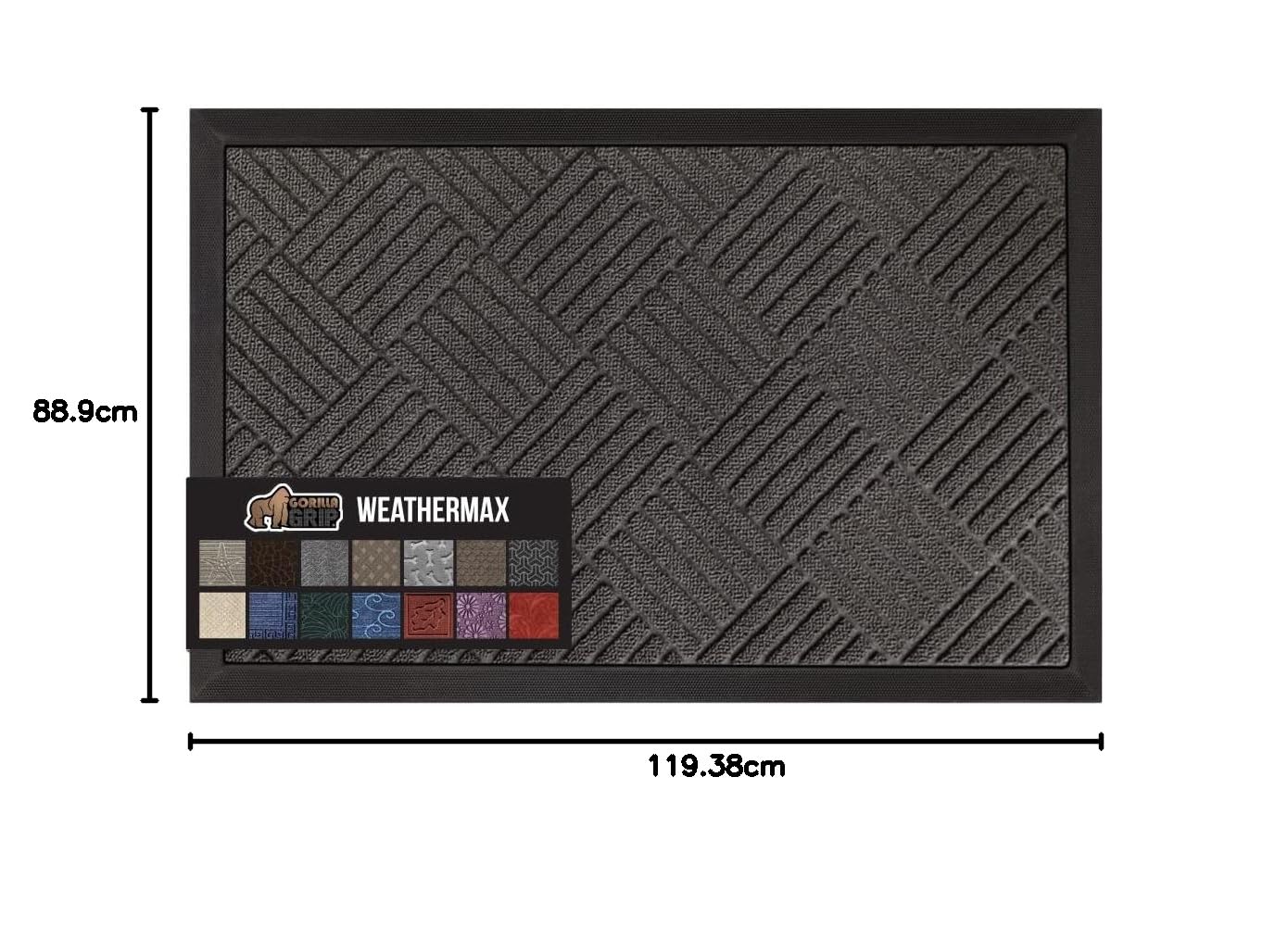 Gorilla Grip Zerbino in gomma resistente, originale, 119 x 89 cm, resistente, per interni ed esterni, impermeabile, facile da pulire, a basso profilo, per ingresso, patio, aree ad alto traffico,