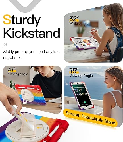 Miniatura 121 de BRAECN Funda para iPad de 9ª/8ª/7ª generación, resistente a prueba de golpes con protector de pantalla, soporte para lápices, soporte para tapa