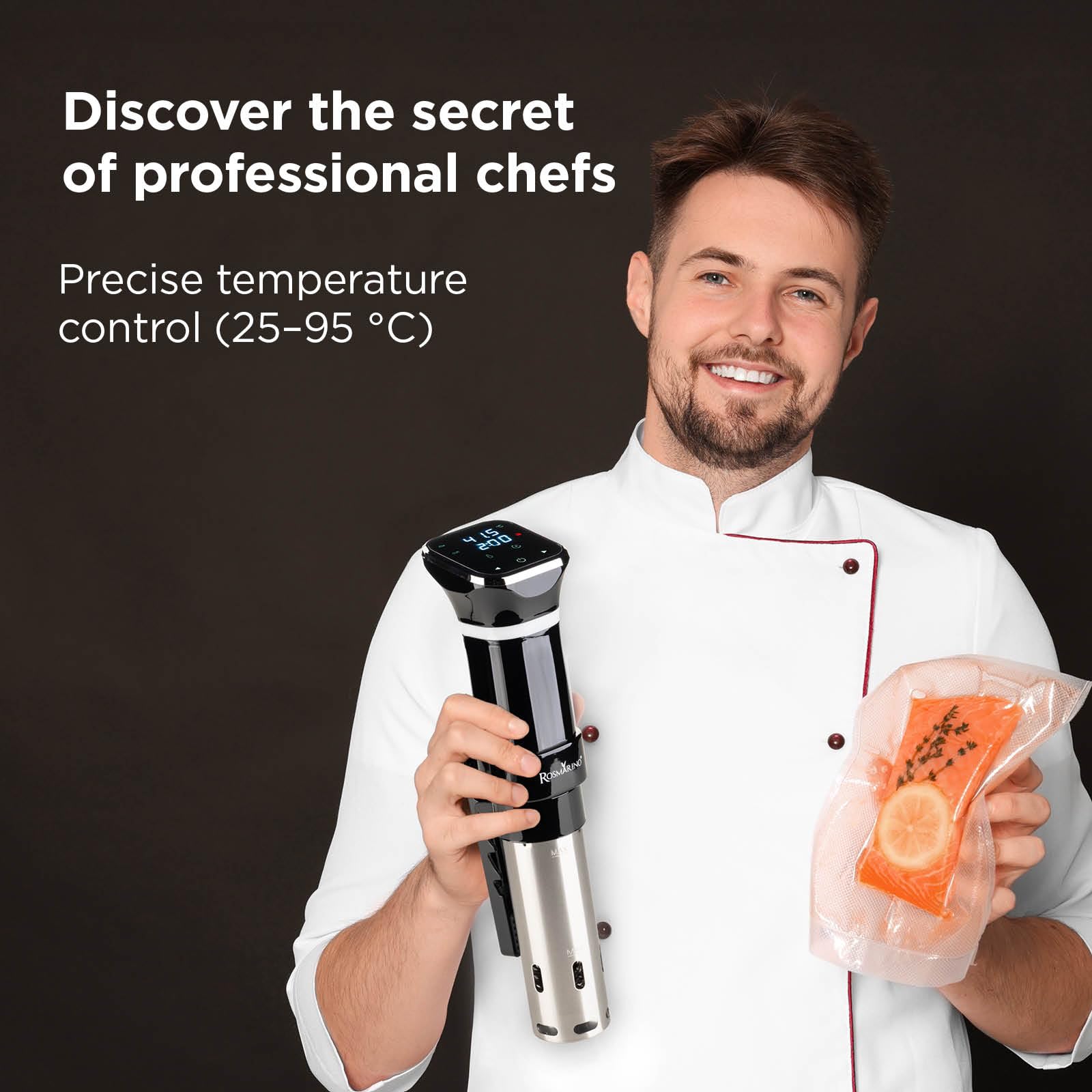 Rosmarino Sous Vide Sous Vide Stick – Präzisionsgaren, Sous Vide Garen, Küchengerät Sous Vide, Vakuumgaren, Sous Vide Gerät mit Temperaturregler