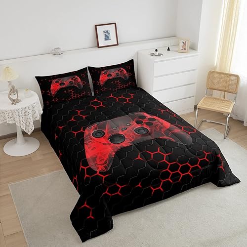 Miniatura 3 de Erosebridal Juego de ropa de cama para niños y adolescentes, juego de edredón geométrico de panal hexagonal para niños, edredón de plumón con 1