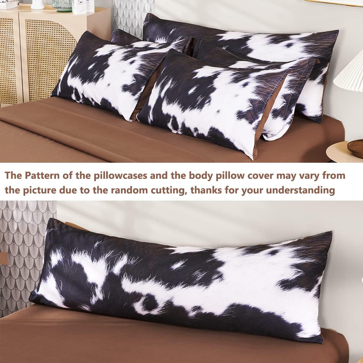 SUCSES Cow Print Comforter Set Queen Size, 8Pcs Cow Fur Print Bed Quilt Set with Comforter and Sheets, Super Soft Farmhouse Style Bed Bedding Sets for Teens Boys - Image 7