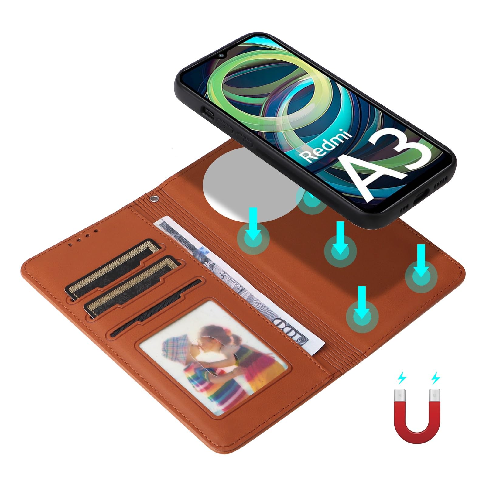 Custodia Cover compatibile con Cubot Note 50,Custodia in pelle con slot per sign a portafoglio,Protezione RFID,custodia in pelle per Cubot Note 50