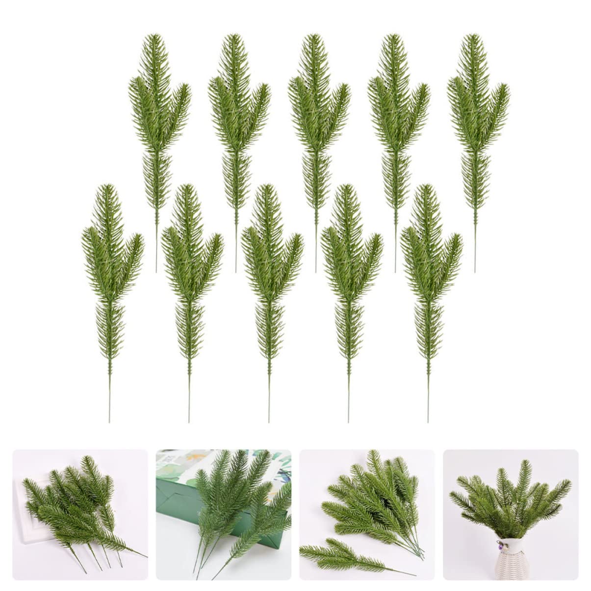 PRETYZOOM 3 Sätze Simulierte Dreizackige Kiefernnadeln Kleiner Falscher Kaktus Weihnachtliche Tischdeko Dekorative Weihnachtsgirlande Weihnachtsdekoration Rot Green Plastikblume 20 Stück * 3