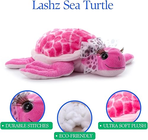 Miniatura 6 de The Petting Zoo, Lash'z - Peluche de tortuga marina rosa, regalos para niñas, juguete de peluche de 12 pulgadas