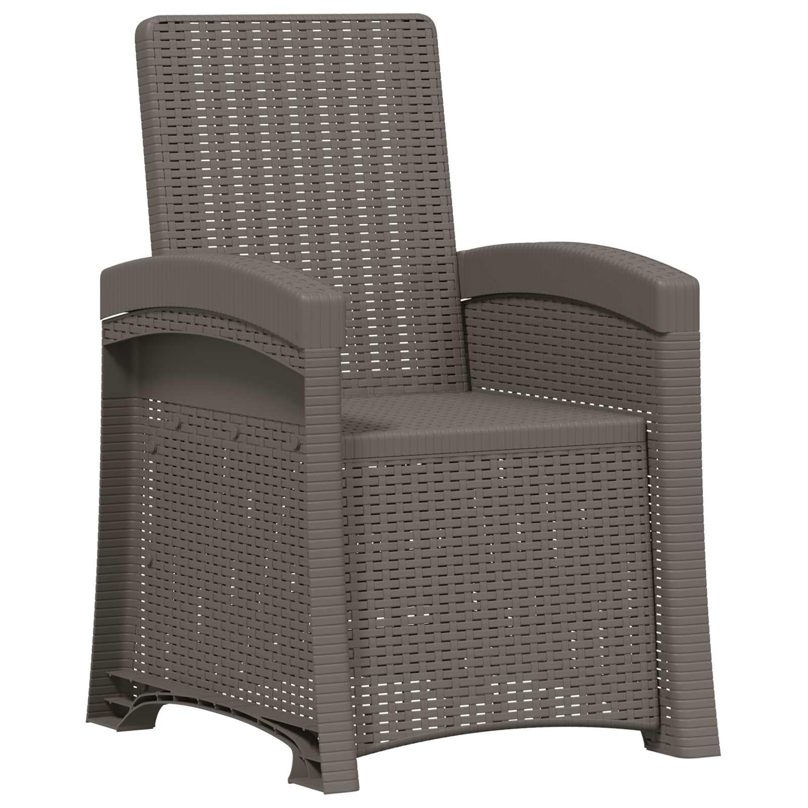 Silla de jardín reclinable imitación ratán 2 piezas, color gris claro | Polipropileno duradero, respaldo regulable 3 posiciones, uso exterior, fácil de limpiar