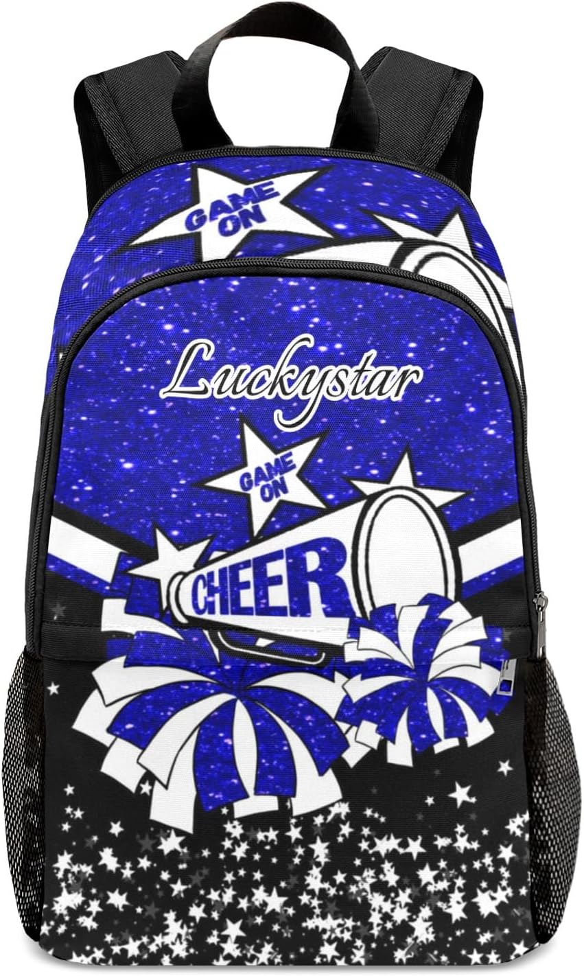 Personalized Cheer Backpack for Girls Custom Dark Blue Cheerleader Bag with Name - Customized Cheerleading Bags for Cheer Team.